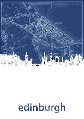 edinburgh skyline blue