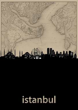 istanbul skyline sepia