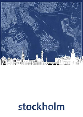 stockholm skyline blue