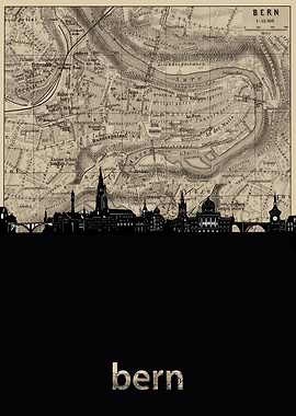 bern skyline sepia