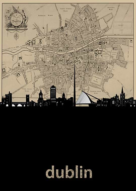 dublin skyline sepia