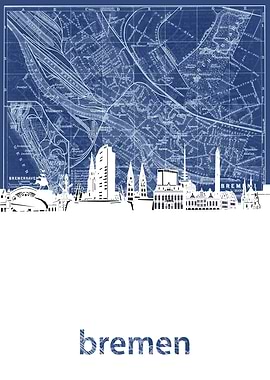 bremen skyline blue