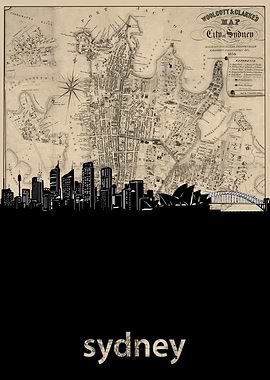 sydney skyline sepia