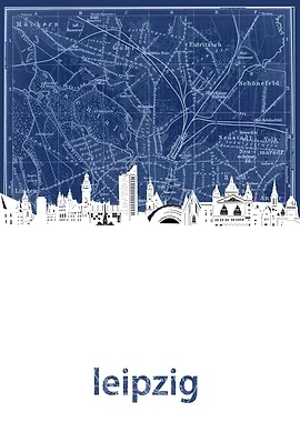 leipzig skyline blue