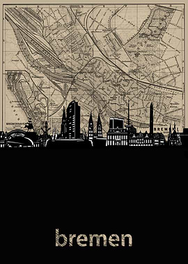bremen skyline sepia