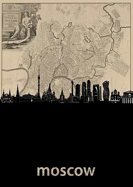 moscow skyline sepia