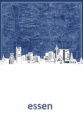 essen skyline blue