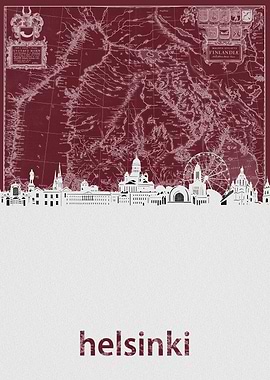 helsinki skyline red
