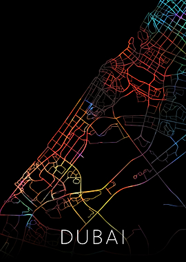 Dubai Watercolor City Map