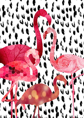 hot pink abstract flamingo