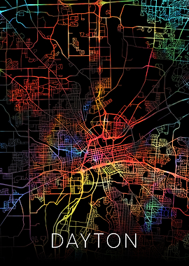 Dayton Ohio Watercolor Map