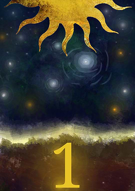 Sun Night Stars and Gold