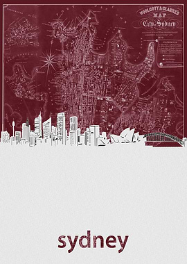 sydney skyline red