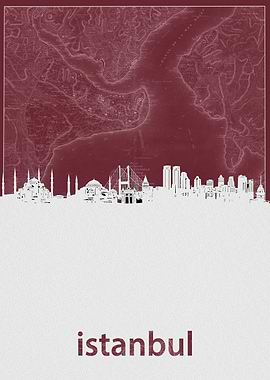 istanbul skyline red