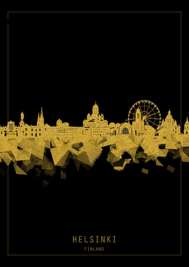 helsinki skyline gold