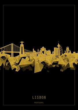 lisbon skyline gold
