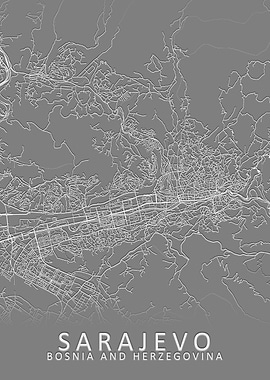 Sarajevo Bosnia City Map