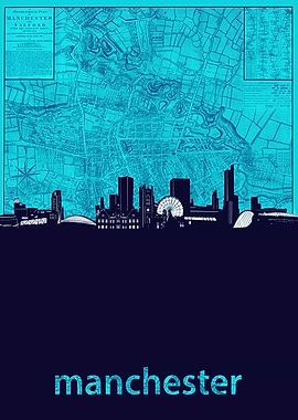 manchester skyline turquoi