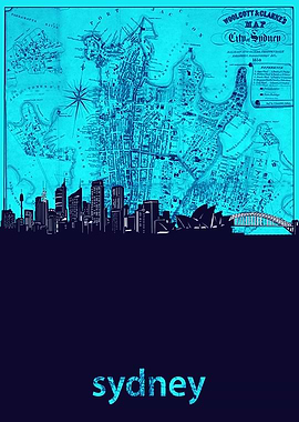 sydney skyline turquoise