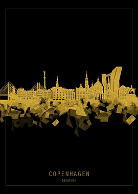 copenhagen skyline gold