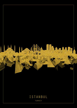 istanbul skyline gold
