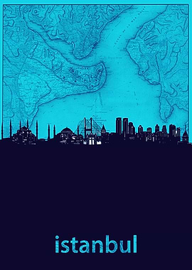 istanbul skyline turquoise