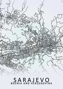 Sarajevo Bosnia City Map