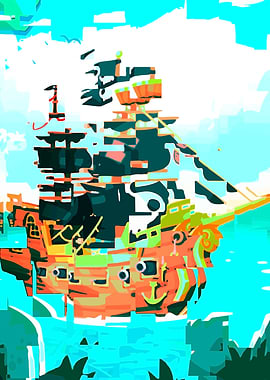 Abstract pirate ship