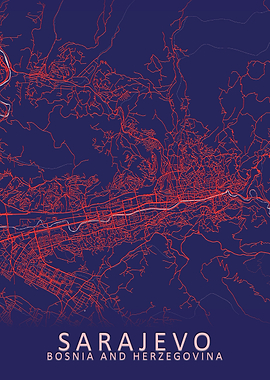 Sarajevo Bosnia City Map