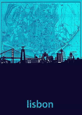 lisbon skyline turquoise