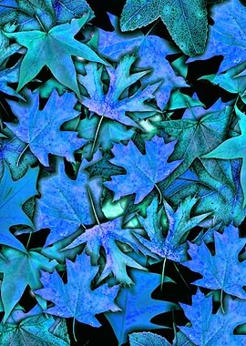 Fall Leaves in Blue