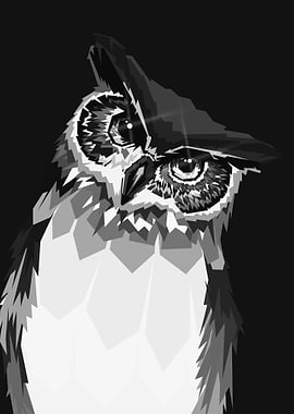Owl WPAP Grayscale Style