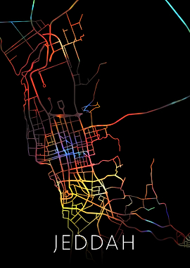 Jeddah Watercolor City Map