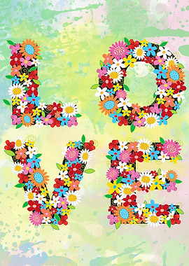 Love floral typography