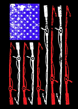 Fishing Rod USA Flag