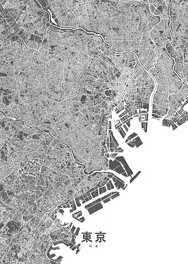 Tokyo map BW