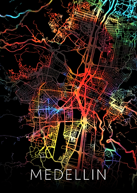 Medellin Colombia City Map