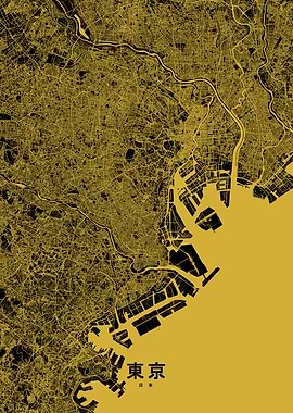 Tokyo map gold