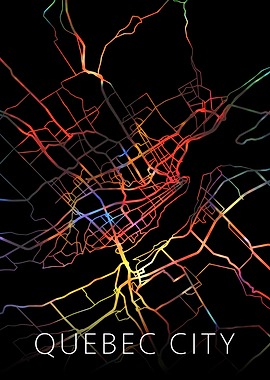Quebec City Watercolor Map