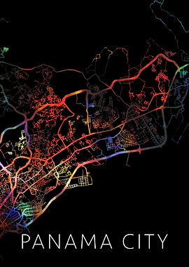 Panama City Watercolor Map