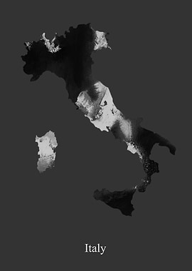 Italy Map Black White