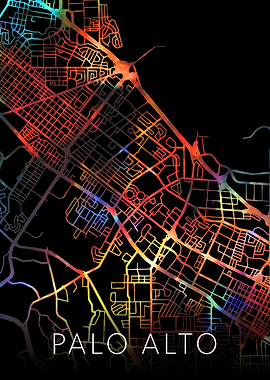 Palo Alto Watercolor Map