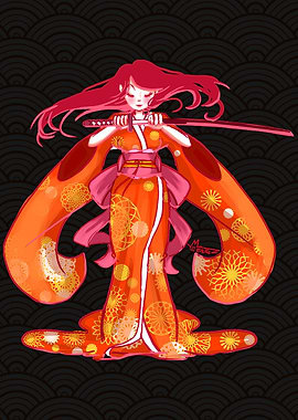 Geisha kimono Orenji