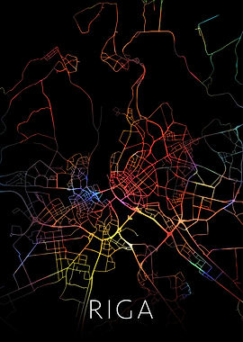 Riga Latvia Watercolor Map