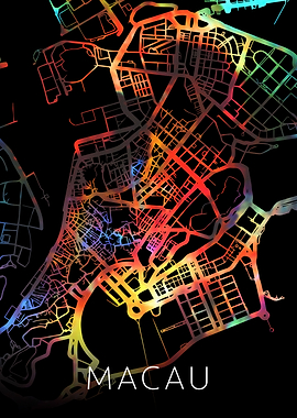Macau Watercolor City Map
