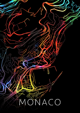 Monaco Watercolor City Map