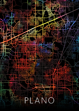 Plano Texas Watercolor Map