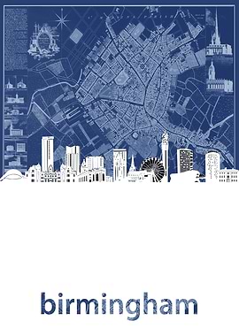 birmingham skyline blue
