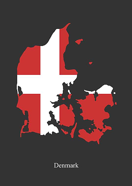 Denmark Map Flag