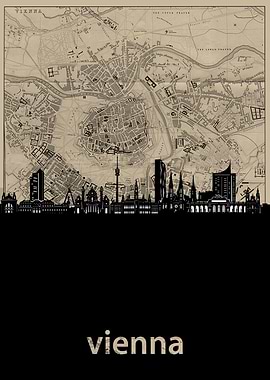 vienna skyline sepia